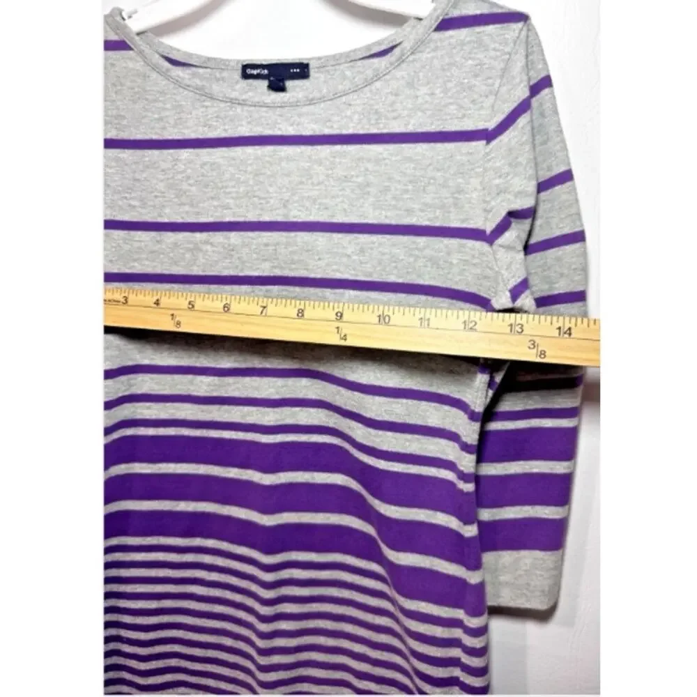 GapKids Girls Gray & Purple Striped Dress Size 10 100% Cotton 3/4 Sleeve Casual